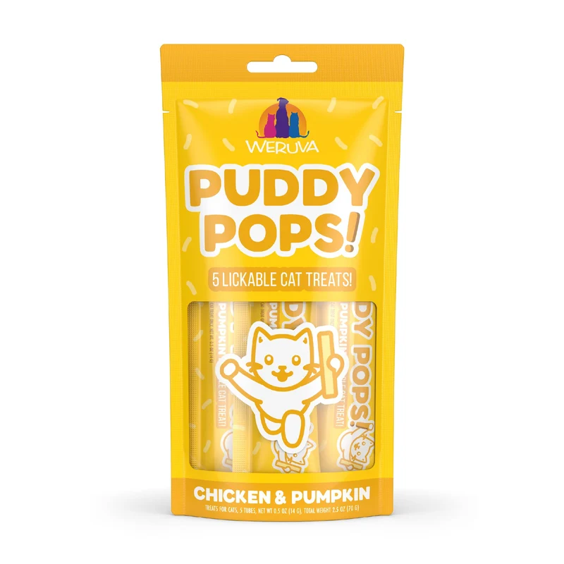 Weruva Puddy Pops – Friandises lickables poulet et courge pour chat, pack 5