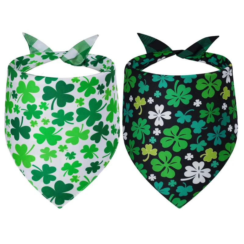 Gofshy Bandanas Chien Saint-Patrick XL – 2 Pièces Réversibles Triangulaires Pour Grands Chiens