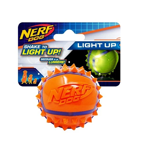 Balle à crampons Nerf Dog à DEL - Bleu et orange - 6,3 cm (2,5 po)