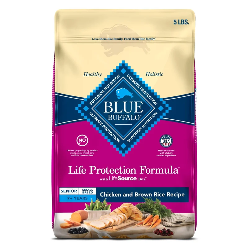 Blue Buffalo Life Protection Formula Pour Petit Chien Senior – Croquettes Poulet et Riz Brun, 5 lb
