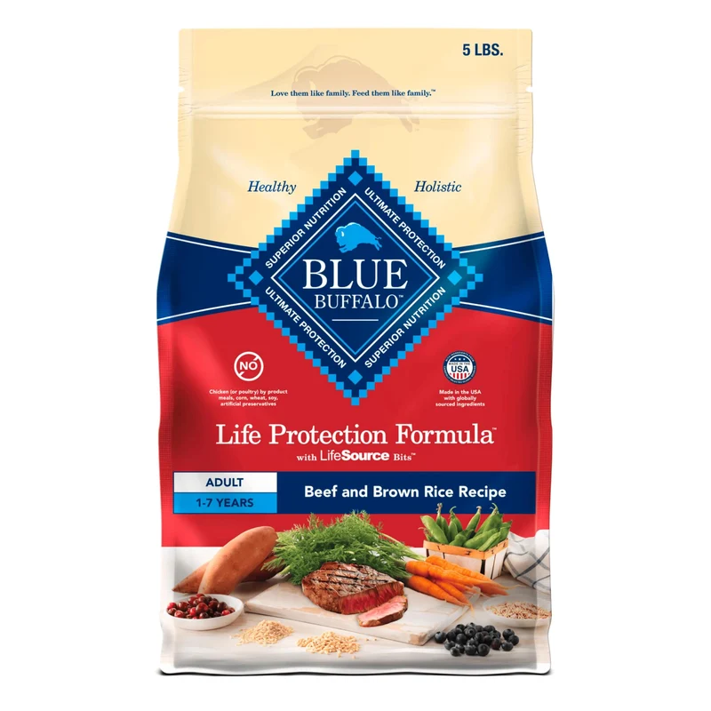 Blue Buffalo Life Protection Formula Chien Adulte — Boeuf & Riz Brun, Sac de 5 lb