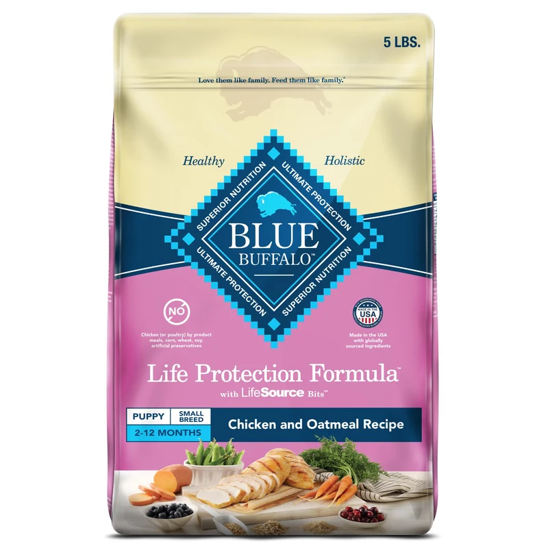Blue Buffalo Life Protection Formule Petit Chiot – Croquettes Poulet et Avoine, DHA, 5 lb