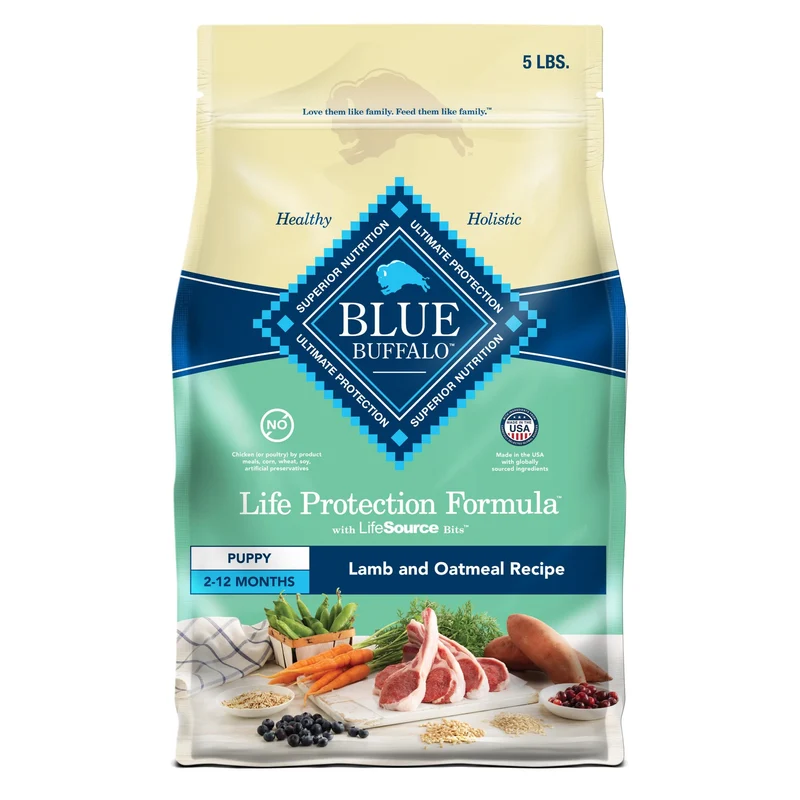 Blue Buffalo Life Protection Formula Chiots – Croquettes Agneau et Avoine, DHA et ARA, 5 lb