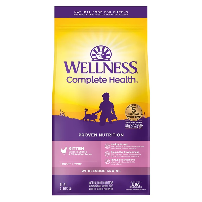 Wellness Complete Health Kitten – Croquettes complètes pour chaton (poulet et dinde), 5 lb