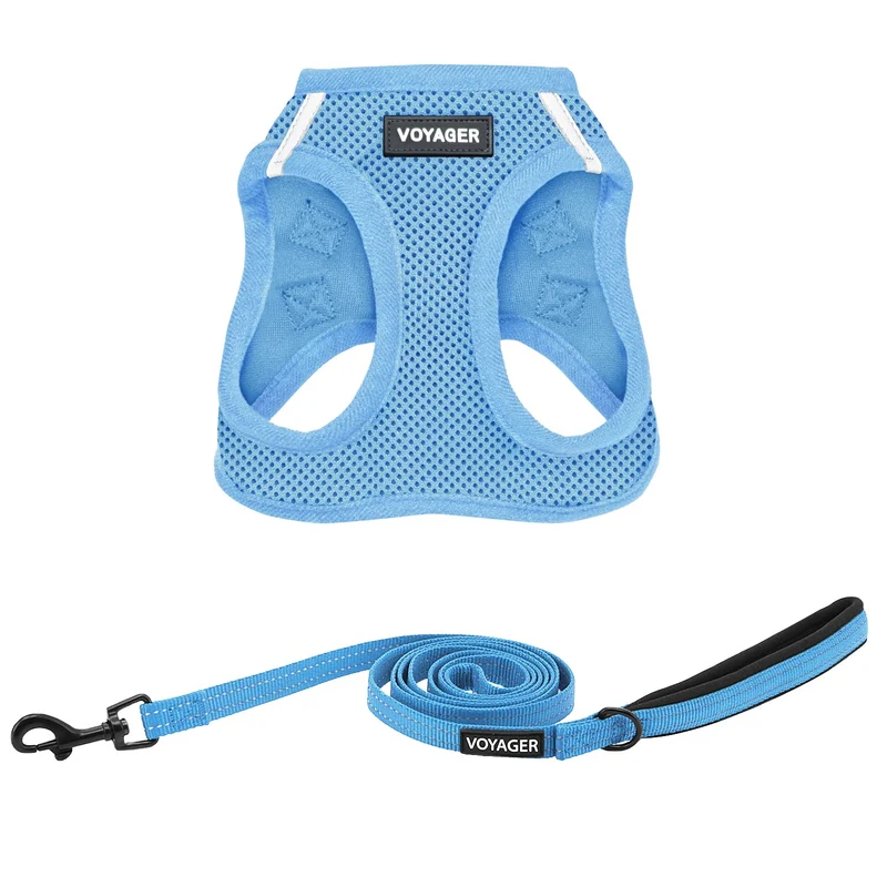 Best Pet Supplies Voyager – Harnais Mesh Aérien Step-in et Longe 5ft – Bleu Bébé – Taille Moyenne