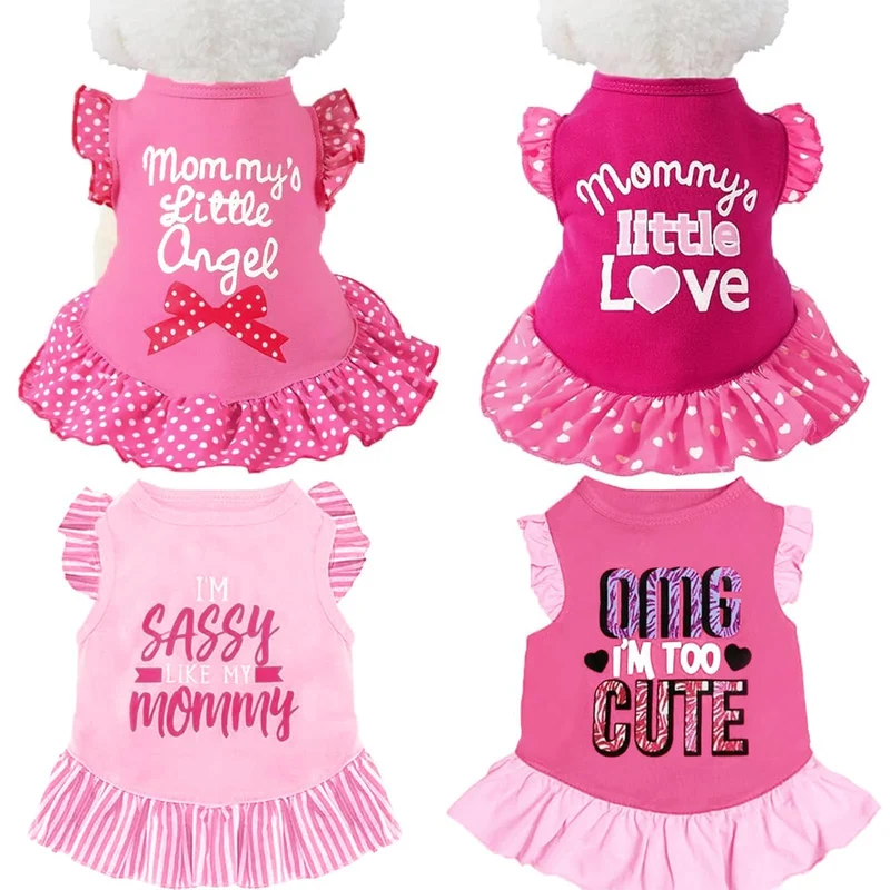 XPUDAC Lot de 4 Robes Petites pour Chien et Chat – Rose Ange XX-Petit (1–2 livres)