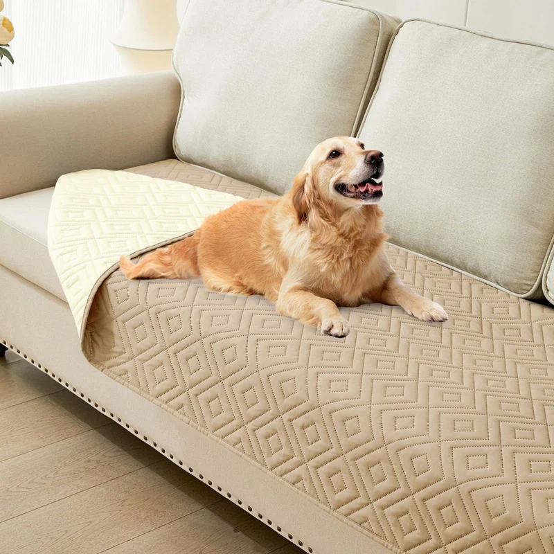 Hyha – Couverture pour chien imperméable et réversible 30x70, sable et beige pour canapé