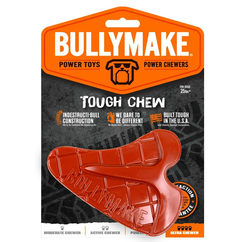 BULLYMAKE Steak Rouge Durable — Jouet Nylon pour Chiens Aggressifs | Fabriqué aux États-Unis