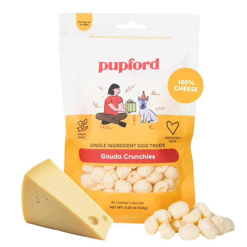 Pupford Crunchies au Fromage Gouda – Friandise Naturelle Lyophilisée pour Chiens et Chiots (7,5 oz)
