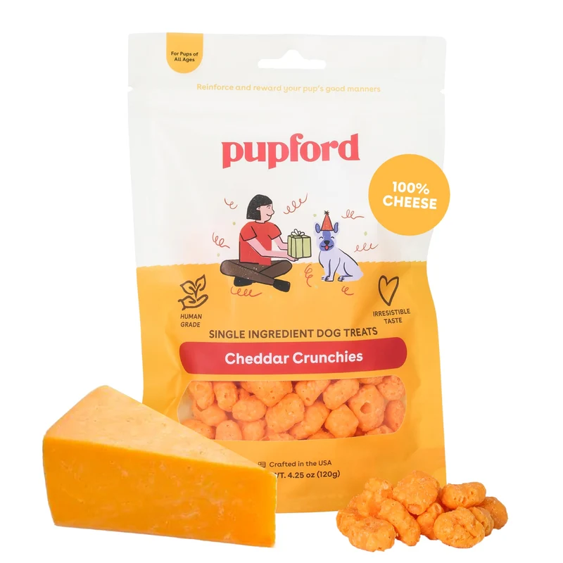 Friandises Pupford au Fromage – Naturelles et Lyophilisées, Ingrédient Unique pour Chiens et Chiots (Cheddar, 7,5 oz)