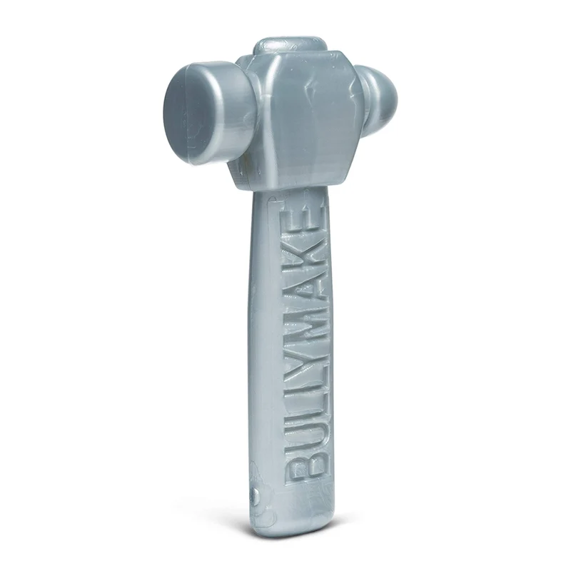 BULLYMAKE Marteau Mâchable Argenté — Jouet Nylon Ultra-Résistant pour Chiens Puissants, Fabriqué aux États‑Unis