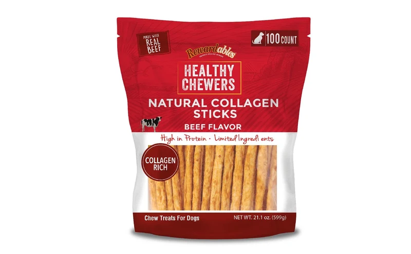 Rewardables | Friandises collagene et boeuf pour chiens – 100 sticks | Protéines élevées et ingrédients limités