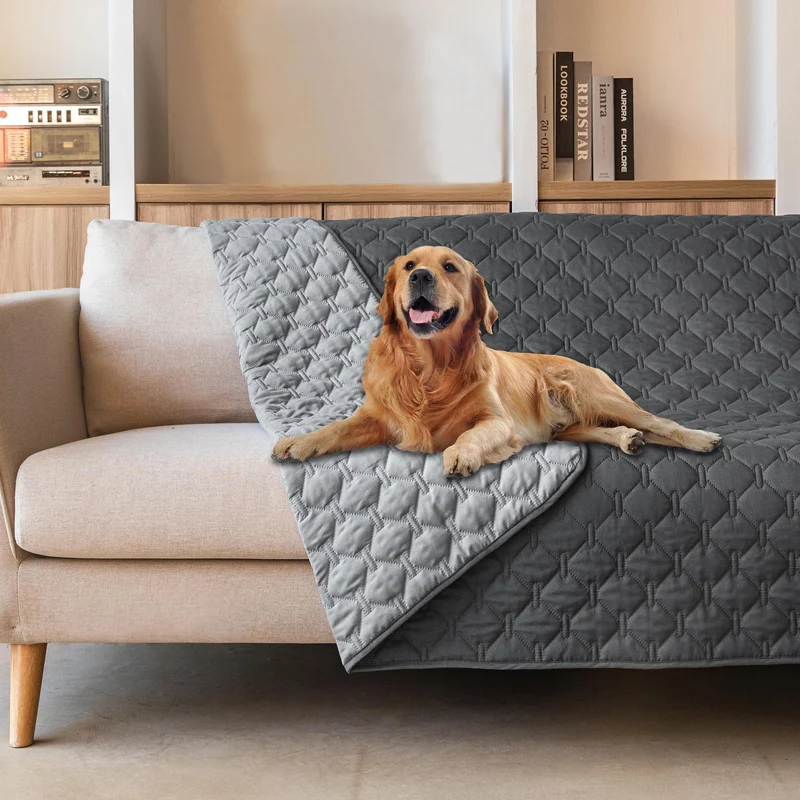 gogobunny – Couverture Imperméable 3 fois Plus Robuste pour Animaux, Protégez Meubles, Réversible 132x208 cm Gris Foncé/Gris Clair