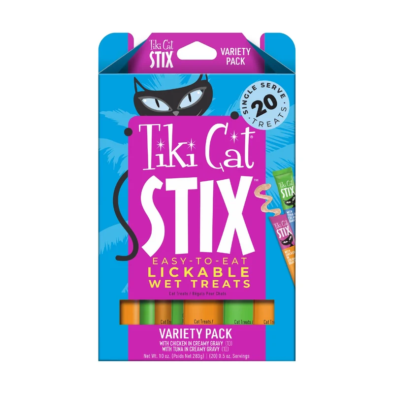 Tiki Cat Stix Mousse – Friandises Humides en Tube, Portions Indivuelles 0,5 oz, Topper pour Repas, Variété (20 x 0,5 oz)