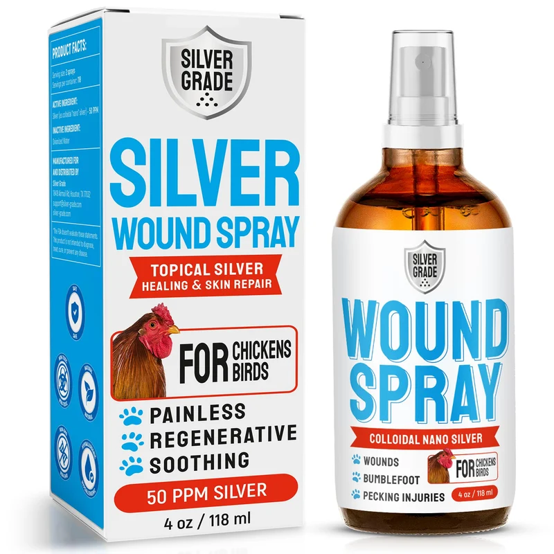 SPRAY SOIN POUR POULETS SILVER GRADE – Alternative sans antibiotiques pour plaies et irritations – Flacon 4 oz