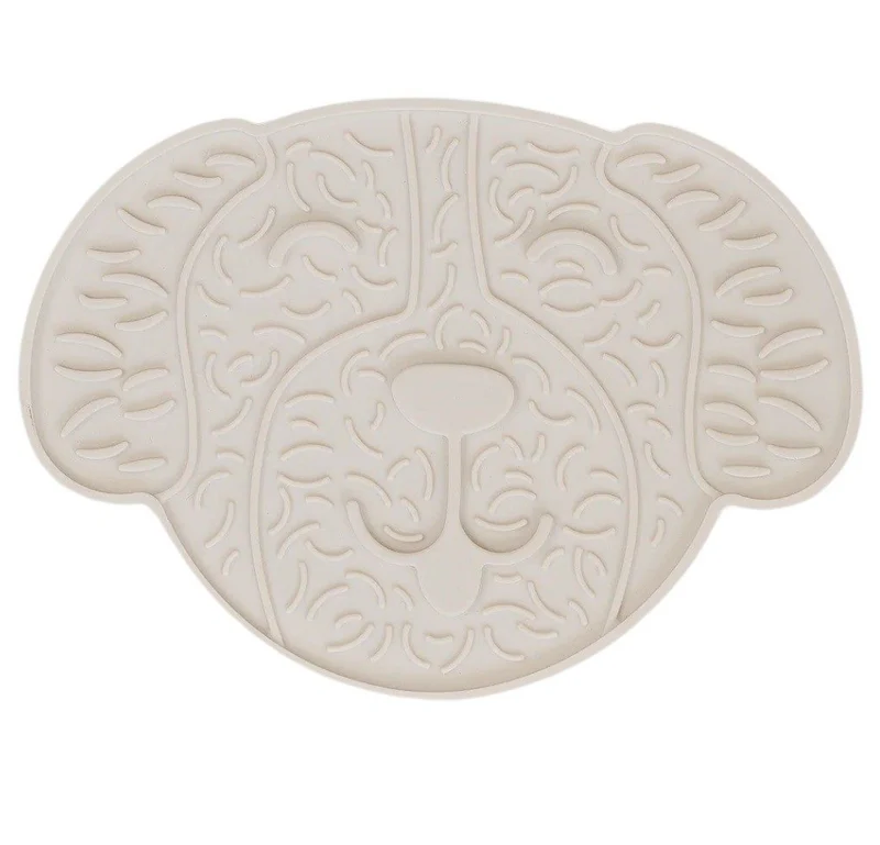 Dexypaws Tapis De Léchage Stimulant En Forme De Tête De Chien, Blanc