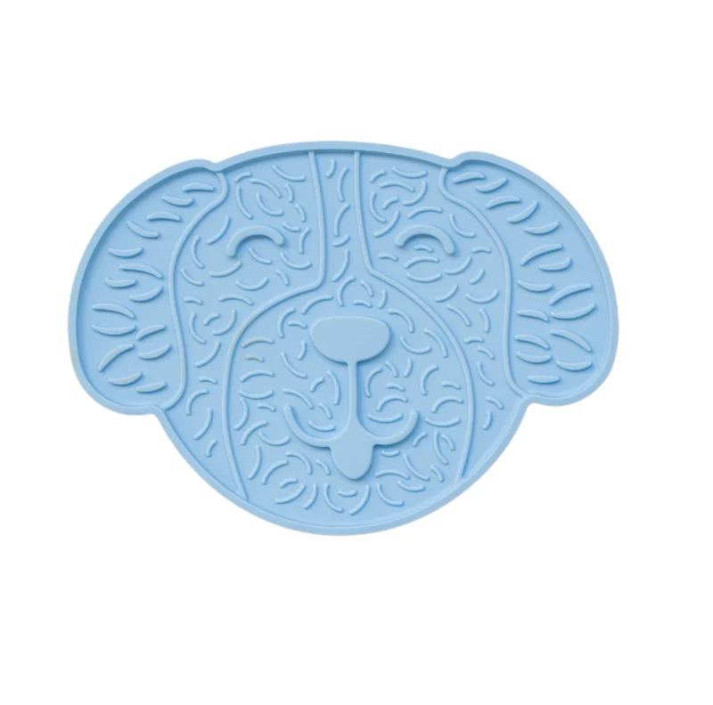 Dexypaws Tapis De Léchage Stimulant En Forme De Tête De Chien, Bleu