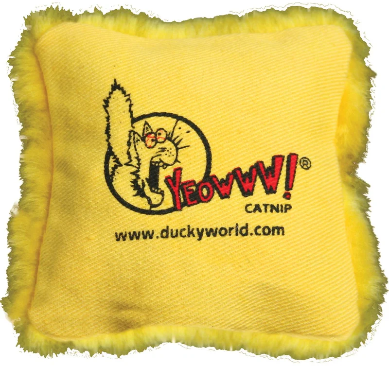 Ducky World - Jouet d'herbe à chat - YEOWWW! - Oreiller jaune