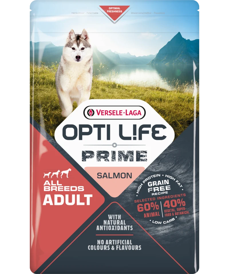 Nourriture Opti Life Prime chien toutes races au Saumon