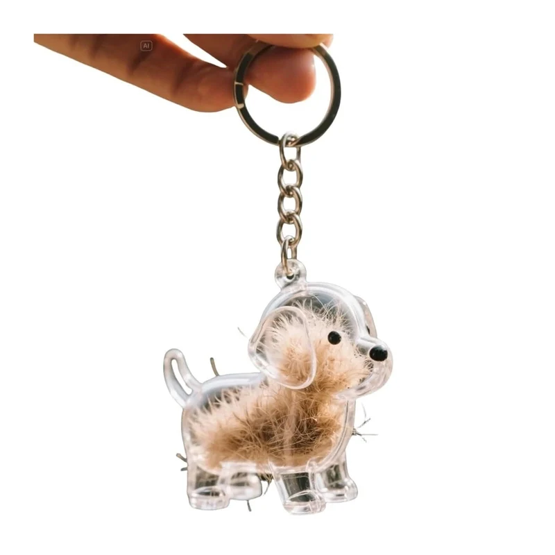 EPMANN Porte-clés Collecteur de Poils de Chien — Capsule Mémorielle Transparente et Portable