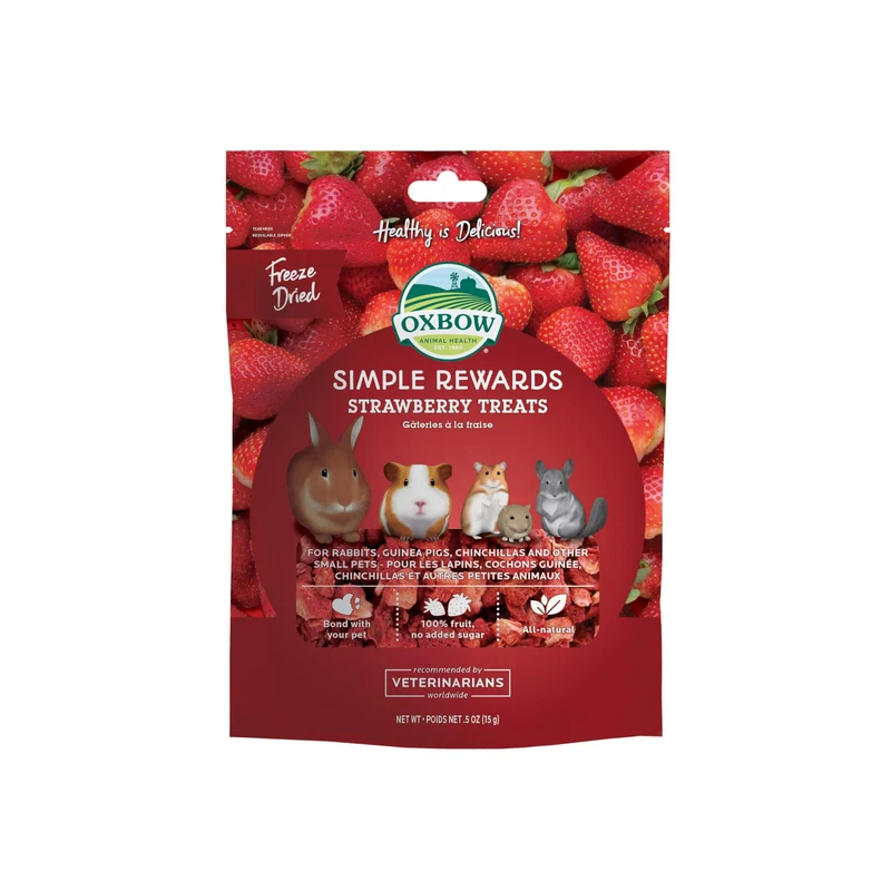 Oxbow Simple Rewards – Friandises Fraises Lyophilisées pour Petits Animaux (0,5 oz)