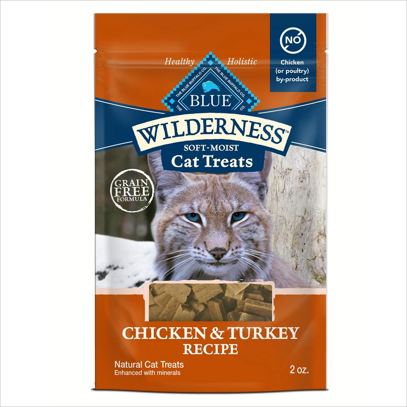 Blue Buffalo Wilderness Friandises Chat Douces et Sans Céréales – Riches en Protéines (Poulet et Dinde), Idéales pour l'Entraînement, Sachet 2 oz