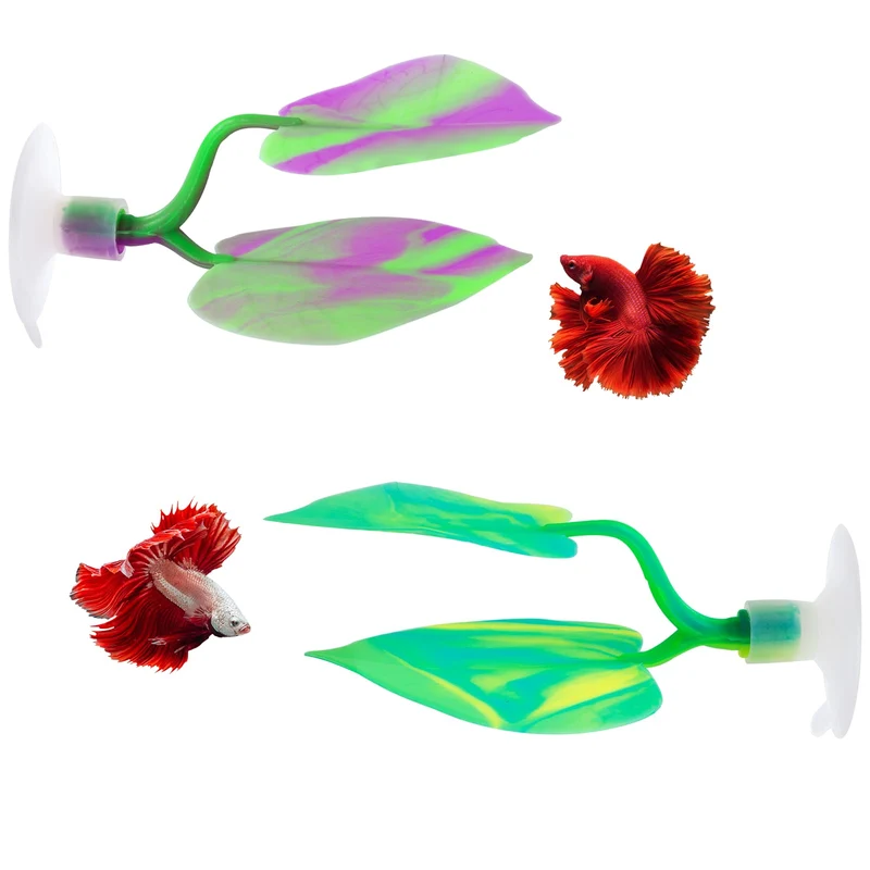 SLSON – Hamac Feuille Betta en Silicone Doux – 2 Pièces pour Repos et Décoration d'Aquarium