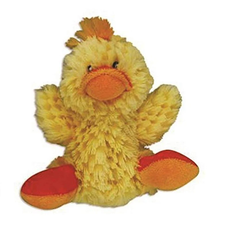 KONG Duckie Doudou Chien – Extra Petit Jaune, Peluche Sans Rembourrage, Couineur Remplaçable