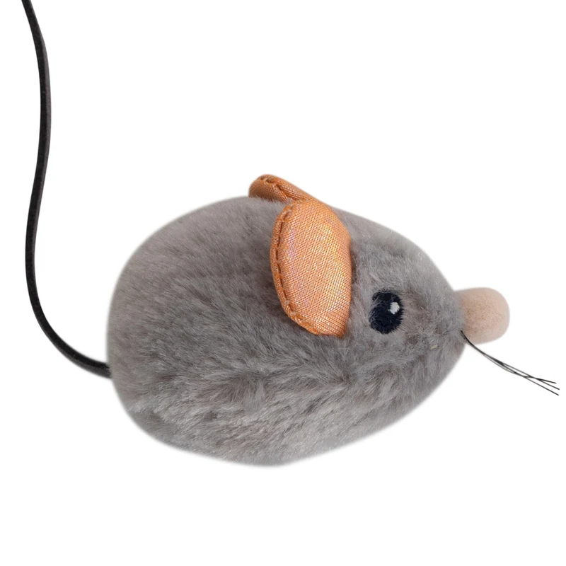 Catstages Squeak Squeak Mouse – Jouet Souris Gris à Sifflement Tactile et Herbe à Chat