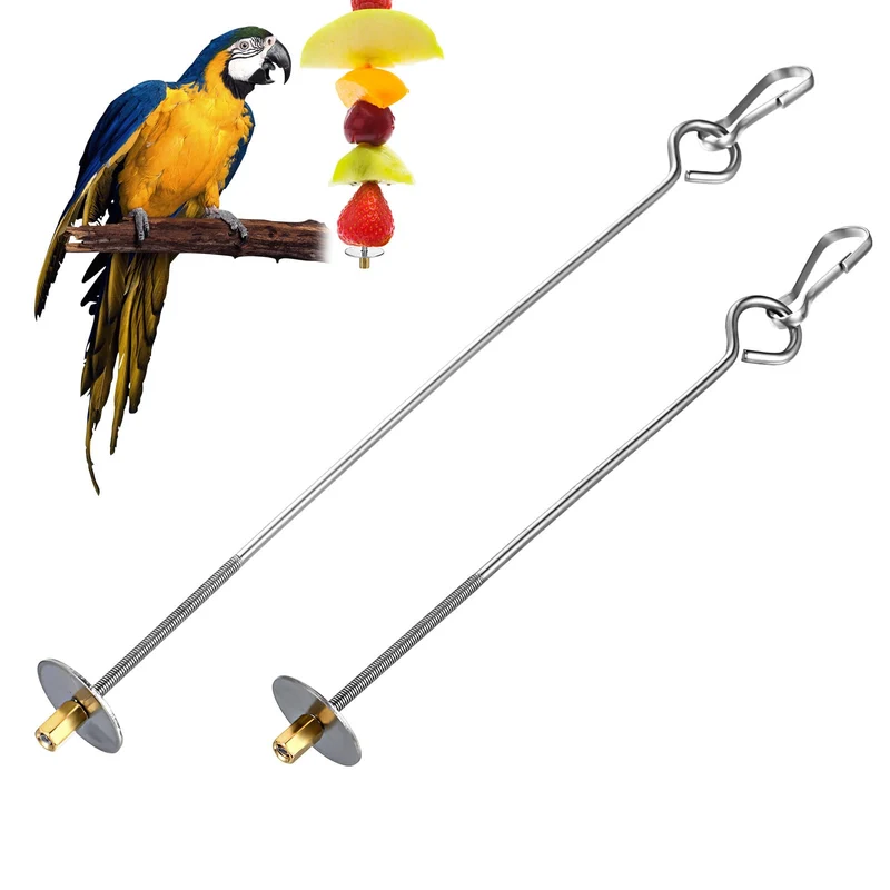Nogeqi – Lot de 2 Porte-nourriture pour Cage d’Oiseaux en Acier Inoxydable (Avec Crochet) – 2 Tailles