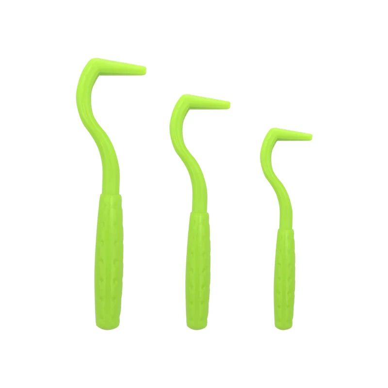Quacc — Ensemble de 3 outils retire-tiques en plastique, doux et portable (Vert)
