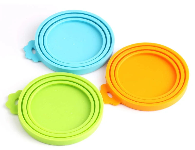 Comtim Couvercles en Silicone Universels pour Boîtes de Nourriture Animaux – Taille Universelle, 3 Tailles, Multicolore