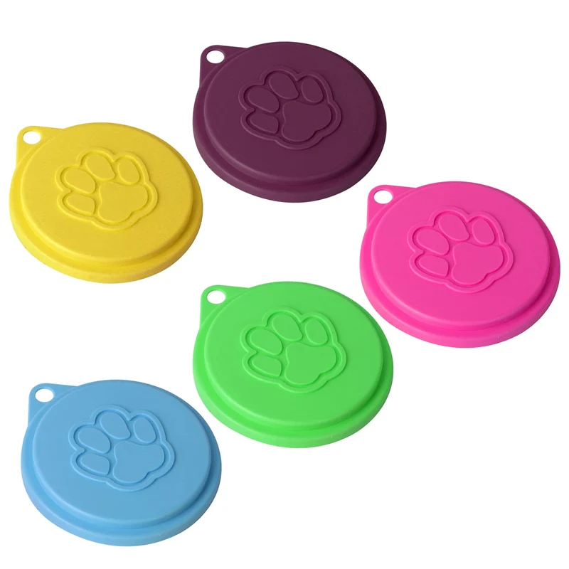 JIAKAI 5 pièces – Couvercles réutilisables pour boîtes de nourriture pour animaux (75-88 mm)
