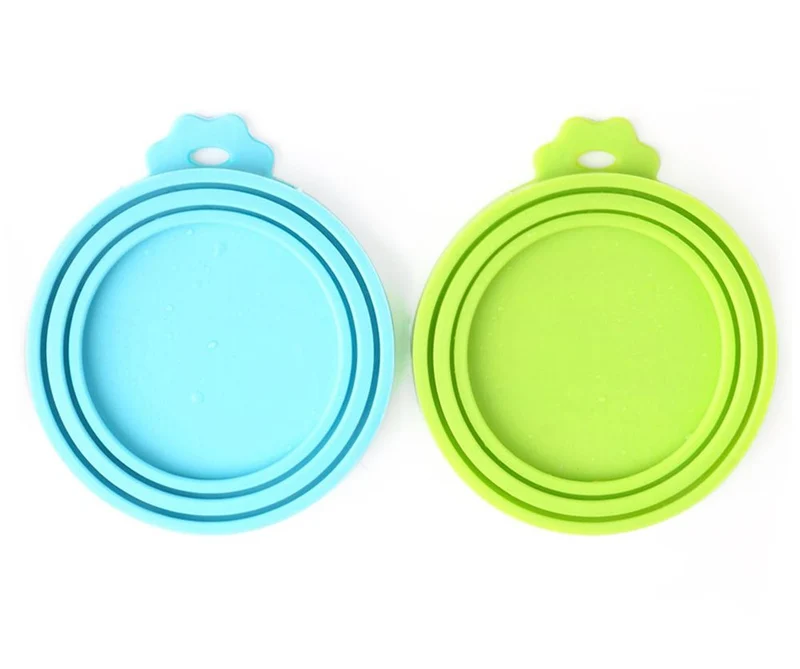 Couvercles universels en silicone Comtim pour boîtes de nourriture chien et chat – bleu et vert