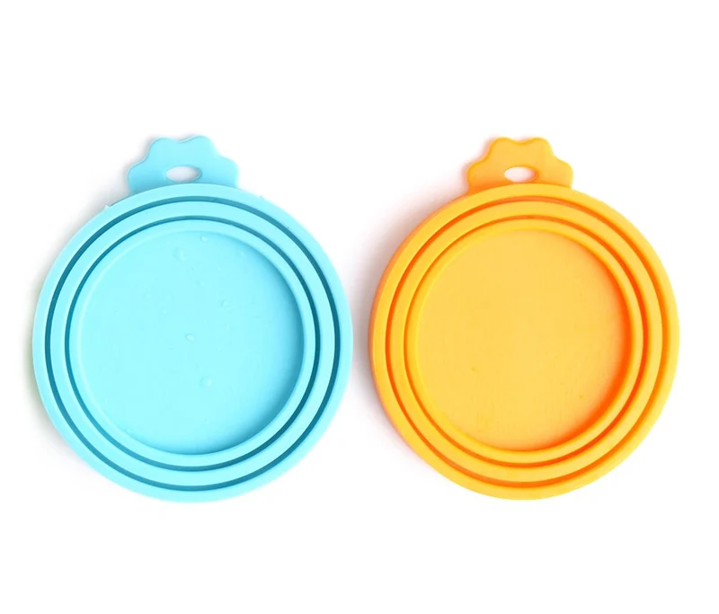 Comtim Couvercles Silicone Universels – Boîtes Alimentaires Chiens et Chats (Bleu/Orange)