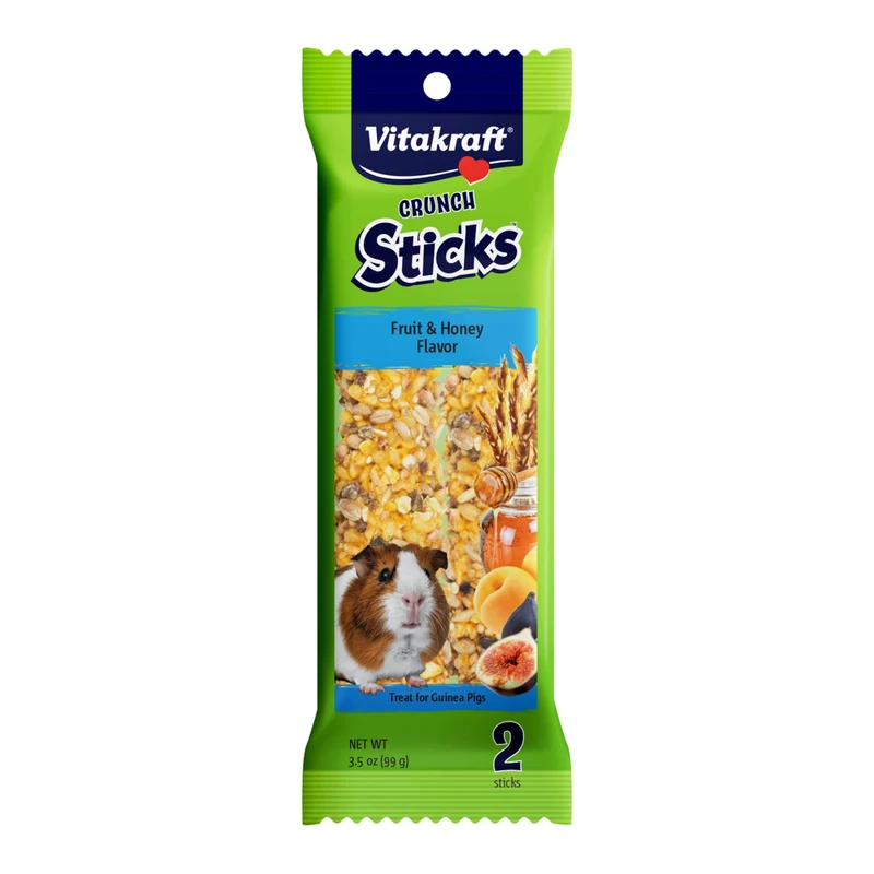 Vitakraft Bâtonnets Fruits et Miel pour Cobaye – Lot de 2, Environ 100 g, Cœur en bois pour la Mastication