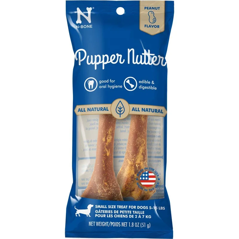 N-Bone Pupper Nutter — Friandise naturelle pour petits chiens, os au beurre d'arachide (format petit)