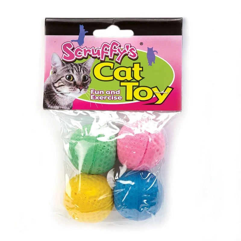 Boss Pet Scruff's Balles de Mousse Colorées – Lot de 4 pour Chat