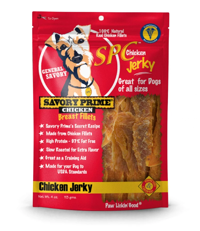 Savory Prime Friandise Jerky de Poulet – 4 oz, Snack naturel pour chien