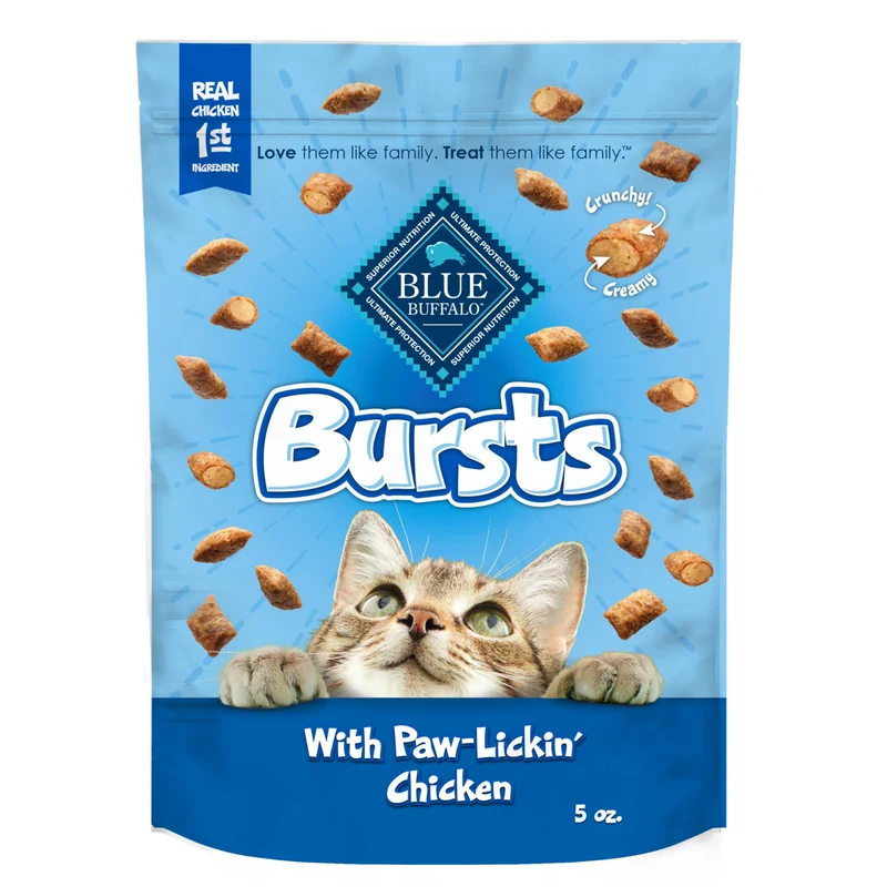 Blue Buffalo Bursts: Friandises croquantes et crémeuses pour chats – Poulet réel, 5 oz