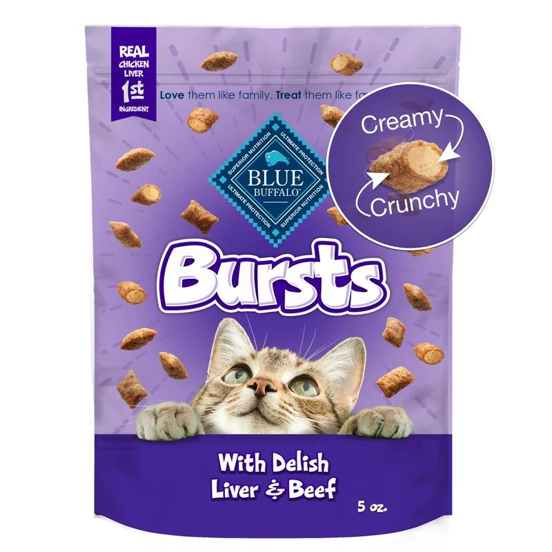 Blue Buffalo Bursts Friandises Croquant et Crème pour Chats – Foie de Poulet & Boeuf, 5 oz
