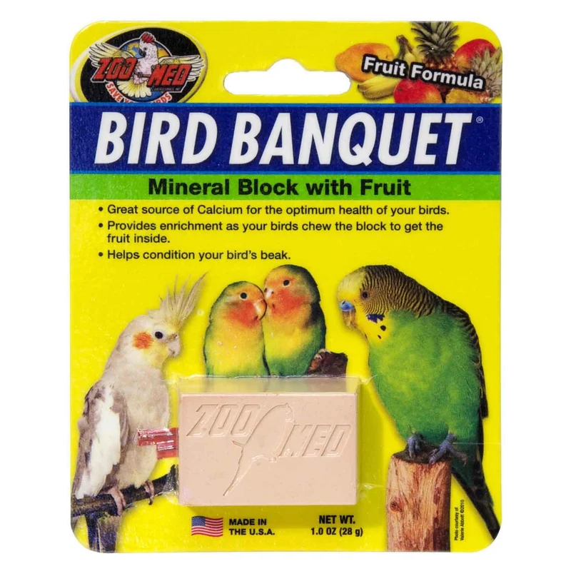 Zoo Med Fruit Bird Banquet – Bloc Calcium Digestible pour Oiseaux Petits