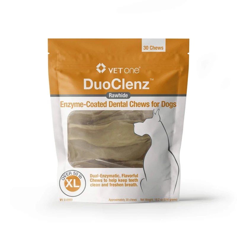 Vet One DuoClenz Mâcheurs Dentaires en Peau de Bœuf pour Chiens Extra-Grands – Sachet 30 Pièces