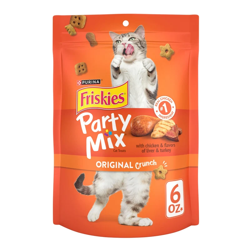 Purina Friskies Party Mix Original Crunch – Friandises pour Chats Adultes (Lot de 6 sachets de 170 g)
