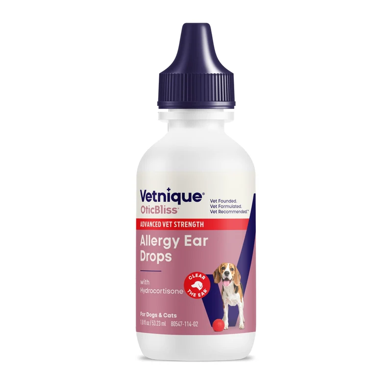 Vetnique Oticbliss – Gouttes d’oreilles pour chiens et chats, infections et allergies