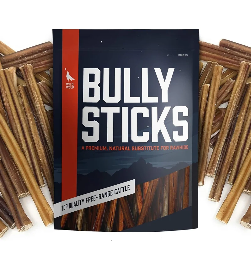 Wild Wolf 6 pouces Angus Bully Sticks – Naturels, à faible odeur, sans hormones, 230 g (~9–11 bâtons) – Fabriqués aux États‑Unis