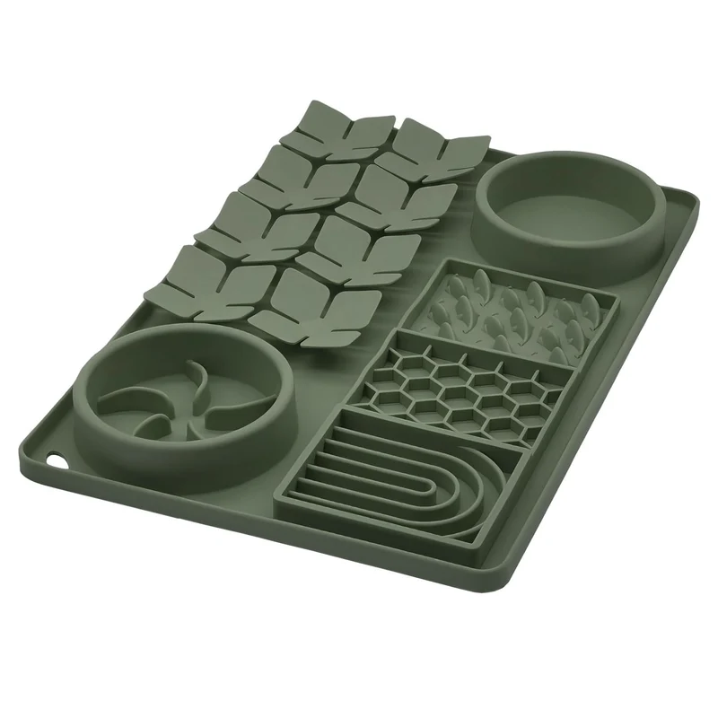 Evenco Bol Alimentateur Lent en Silicone et Tapis de Recherche Olfactive avec Ventouses – Pour Chiens et Chats