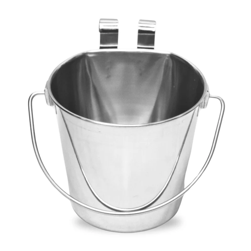 AASPIRE PETS Seau inox 4 quarts plat avec crochets doubles – Nourriture et eau pour chiens moyens, chats et bétail