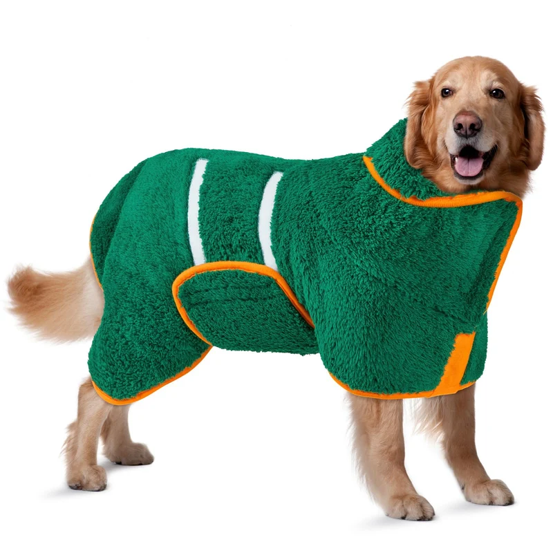 Bienbee Robe de Bain pour Chien – Séchage rapide et Ultra Absorbante, Tissu Doux, XL Vert Foncé