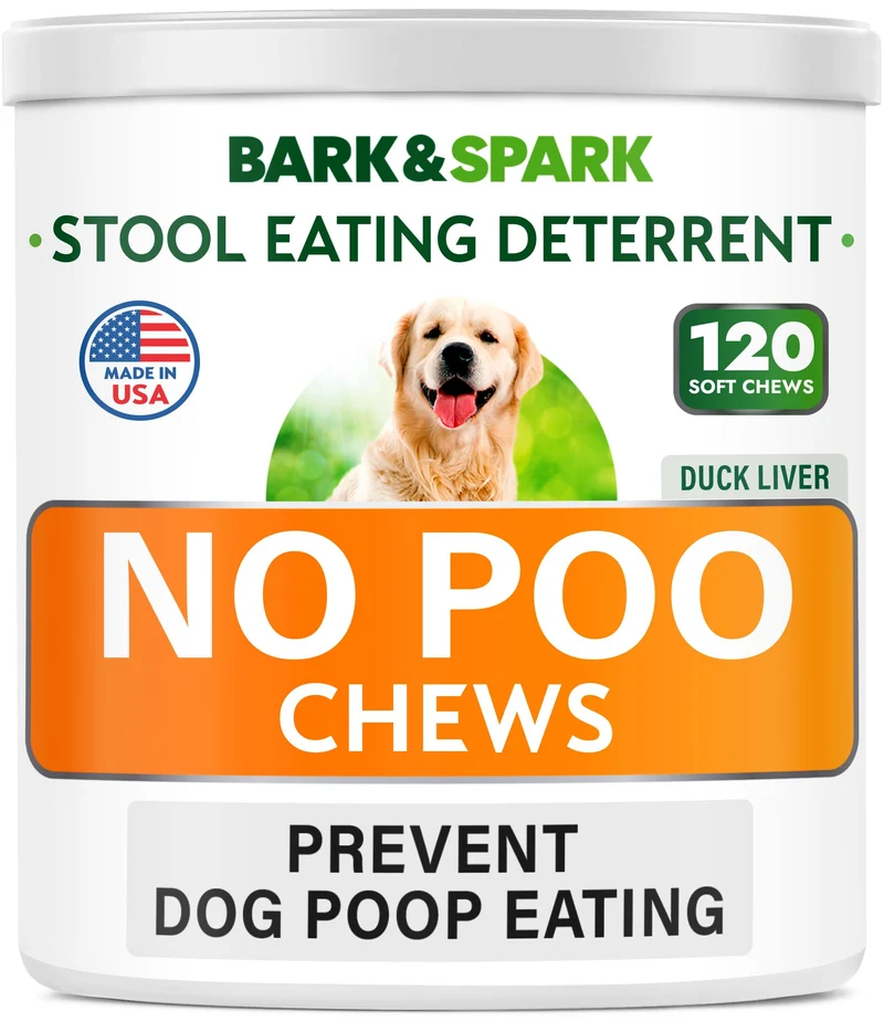 BARK&SPARK Bouchées Sans Coprophagie pour Chiens – Probiotiques, Enzymes Digestives & Soutien à l’Haleine – 120 bouchées molles – Foie de Canard – Fabriqué aux États‑Unis